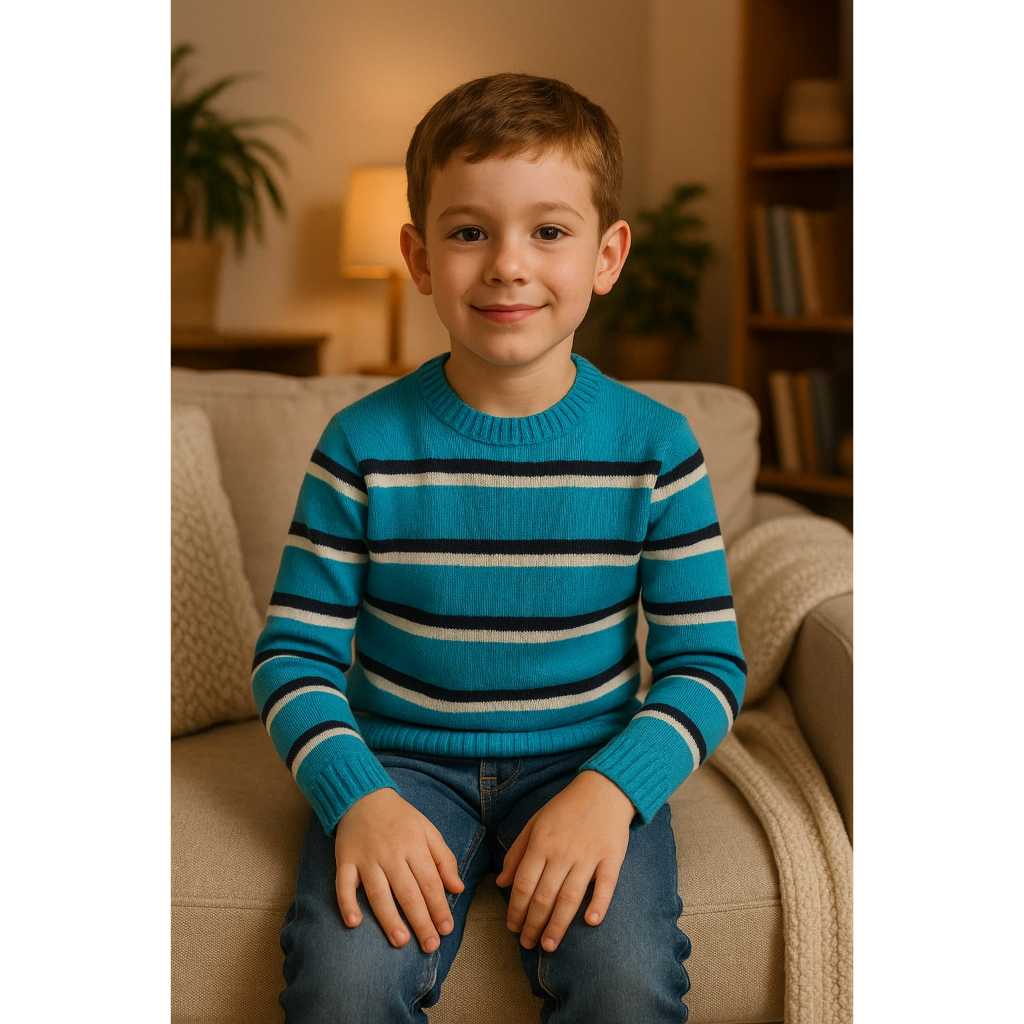 Blusa Tricô de Lã Infantil Sueter Masculina  Tamanhos 08