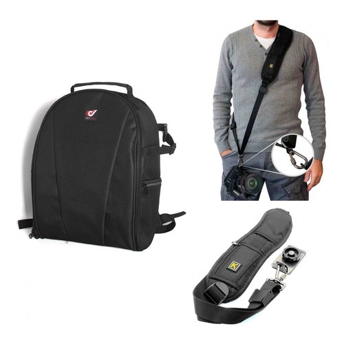 Kit Mochila Pop + Alça Tiracolo P/ 1 Câmeras  Pr