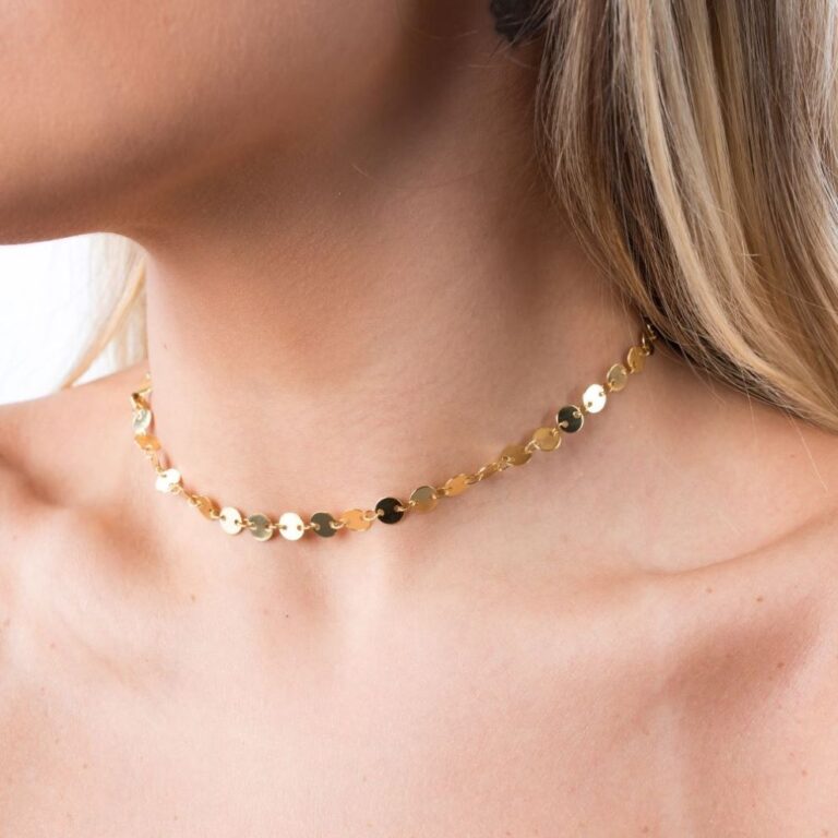 Choker Feminina Elos Redondos Chapado (5,1g) (Banh