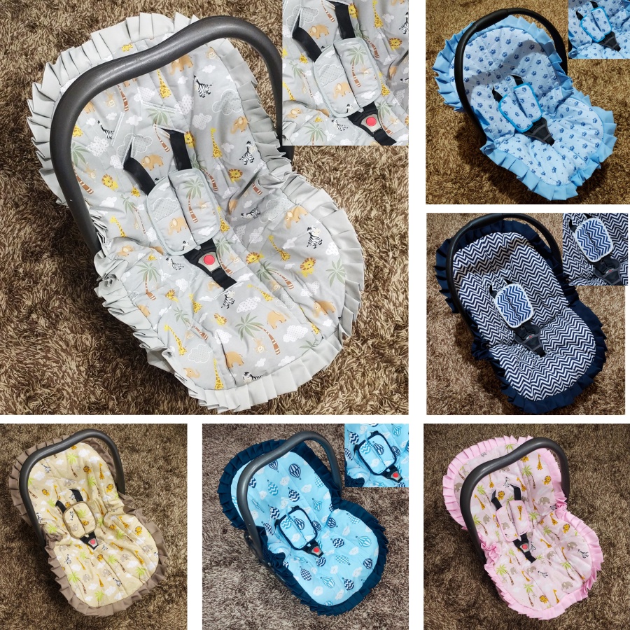 Capa Para Bebe Conforto Acolchoada Macia c/ Abertura para Passagem de Cinto + Jogo Protetor de Cinto