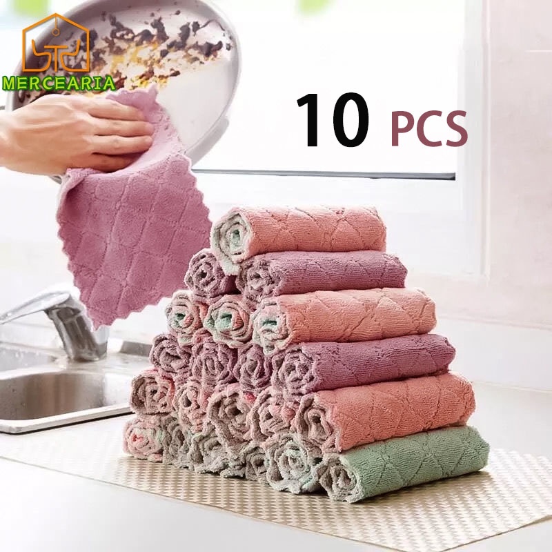 1/5/10 pcs Pano Absorvente Anti Óleo Para Cozinha /Toalha De Limpeza De Veludo Cozinha / Toalha De M