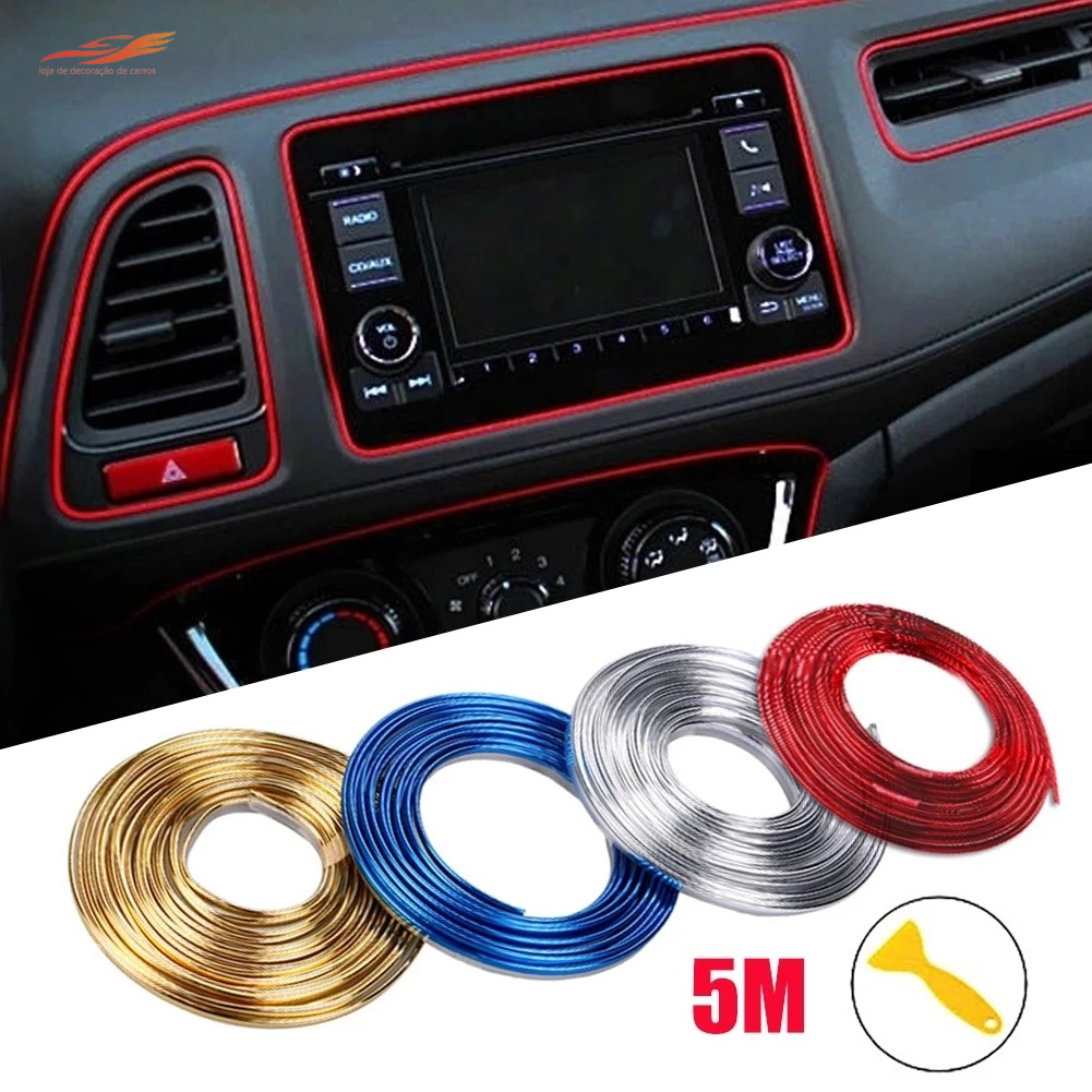 Tiras Flexíveis Decorativas 5m/3m/Adesivo Para Porta Do Carro Painel De Guarnição