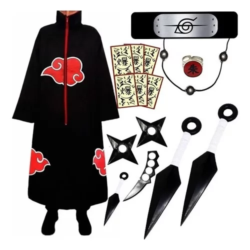 Kit Itachi Com Manto Akatsuki + 11 Itens Cosplay G