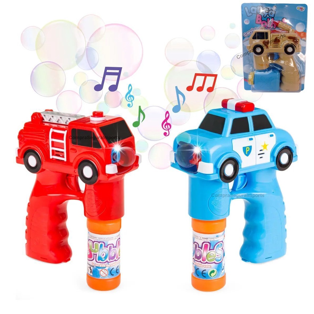 Brinquedo de Bolha de Sabão Carrinho de Policia e Bombeiro