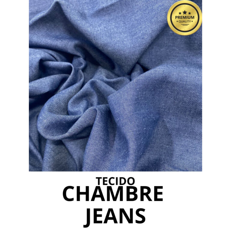 Tecido Jeans Leve Viscose Chambrê Azul Moda Tend