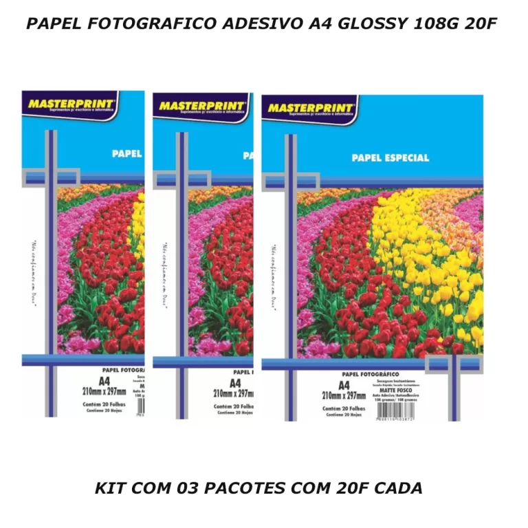 PAPEL FOTOGRAFICO ADESIVO A4 GLOSSY 108G 20F- KIT 