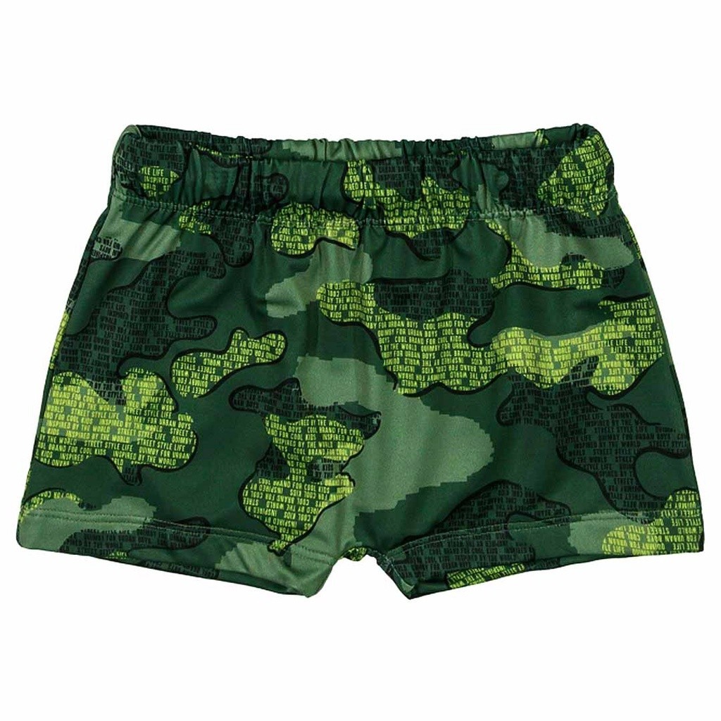 Sunga Boxer com Proteção UV Infantil Verde Camuflado Quimby Tamanho 8