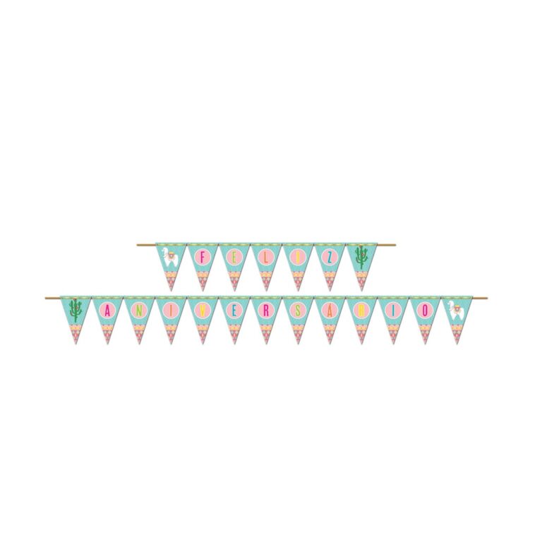 Faixa Feliz Aniversário Lhama 175x13cm Junco 1und