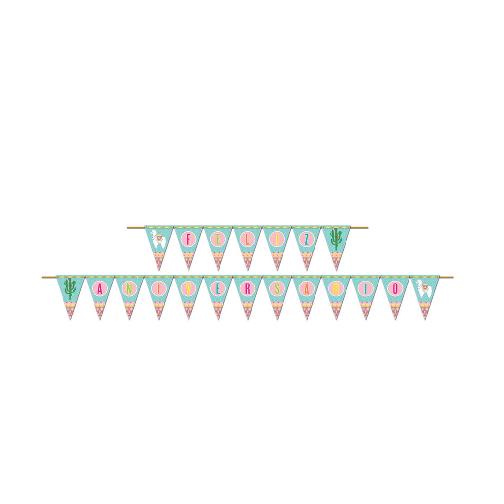 Faixa Feliz Aniversário Lhama 175x13cm Junco 1und