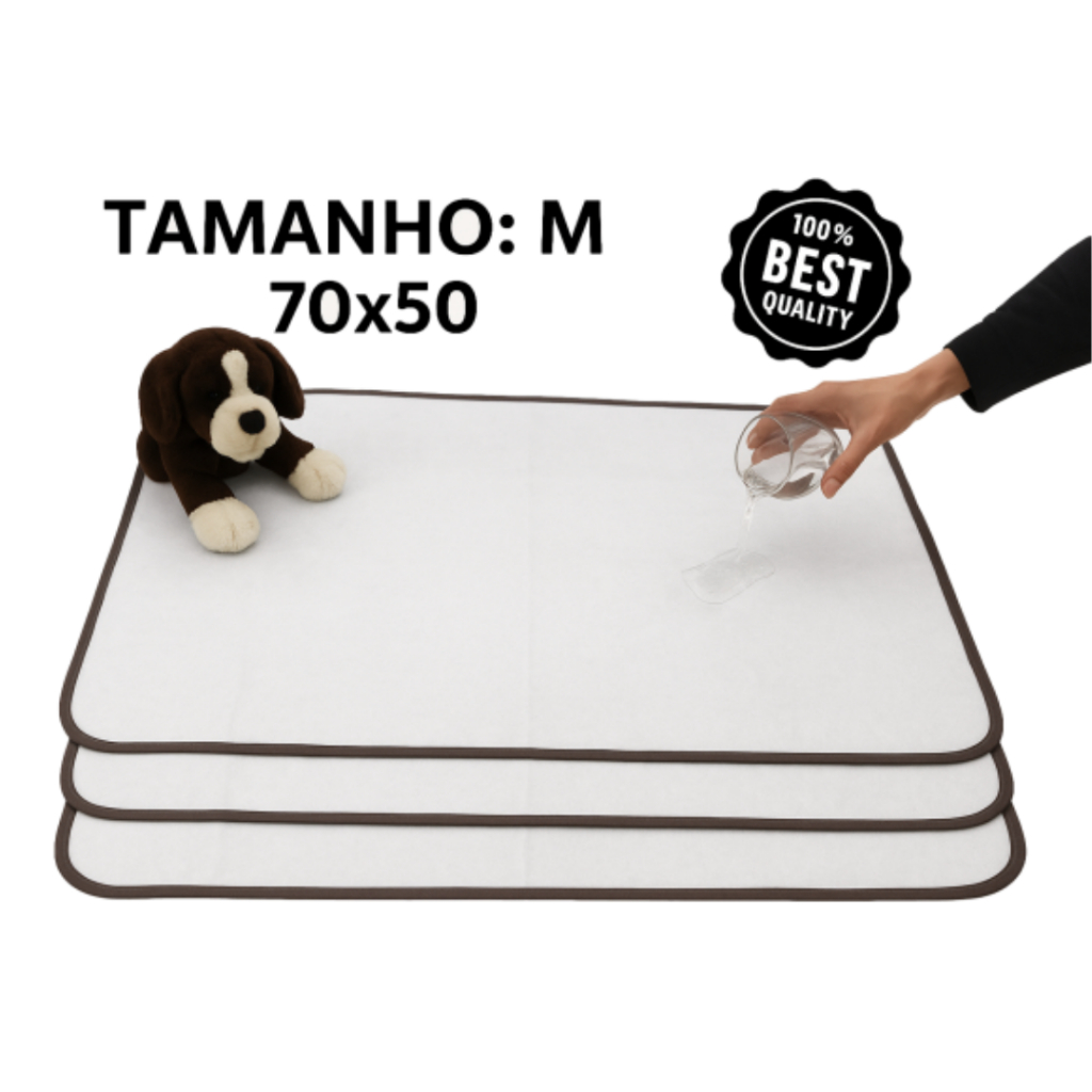 Kit 3 Tapetes Higiênico Lavável para cães e gatos Super Absorção 200 Lavagens 70×50