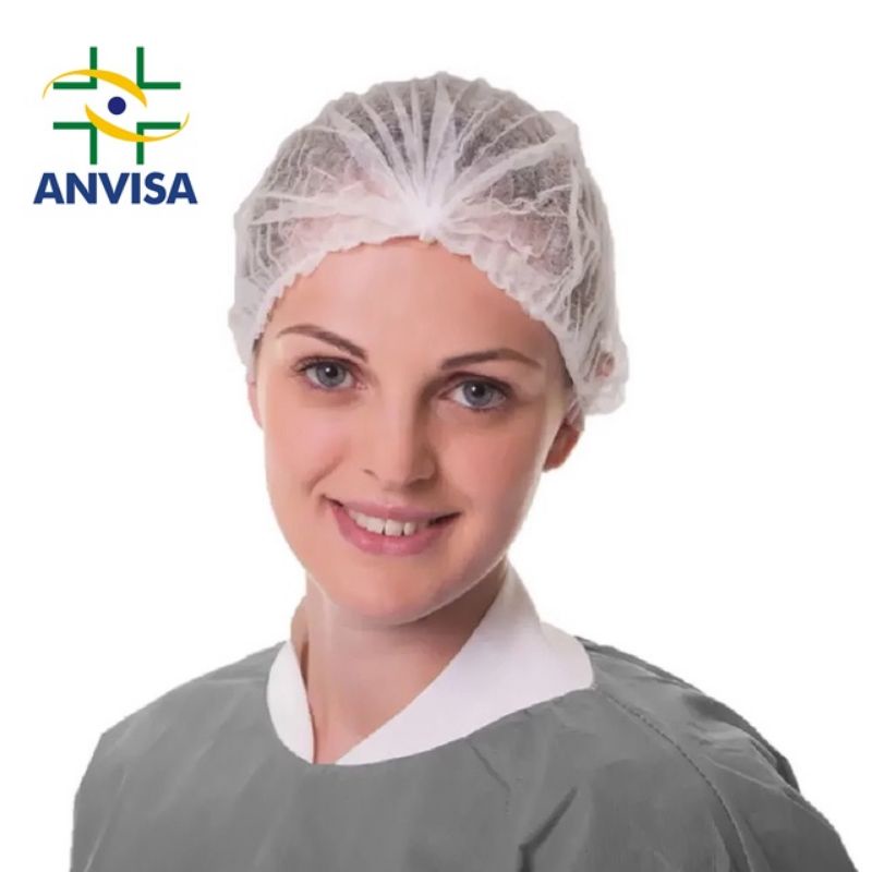 Touca Branca Descartável TNT Sanfonada Com Anvisa (100 unidades)