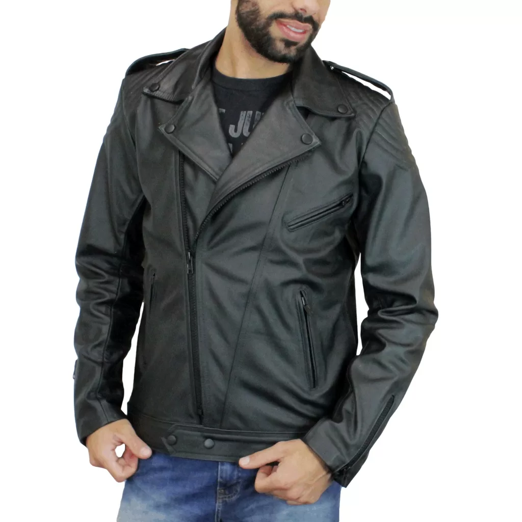 Jaqueta Motoqueiro Motociclista em Couro de Vaca ORIGINAL e Grosso. Ultra resistente COM GARANTIA  f