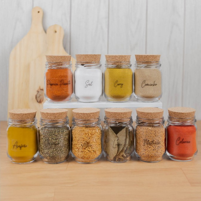 Kit 10 Potes de Tempero 200ml + Cartela de Tempero