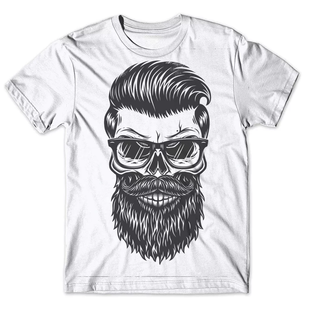 Camisa Camiseta Masculina Caveira Barba Mustache Skull REF 103