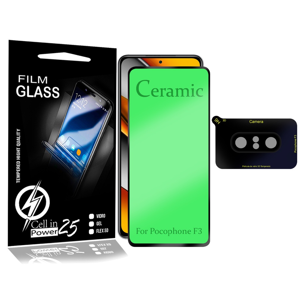 Película Cerâmica 9d + Película Câmera Compatível Xiaomi Poco F3 6.67 – Cell In Power25