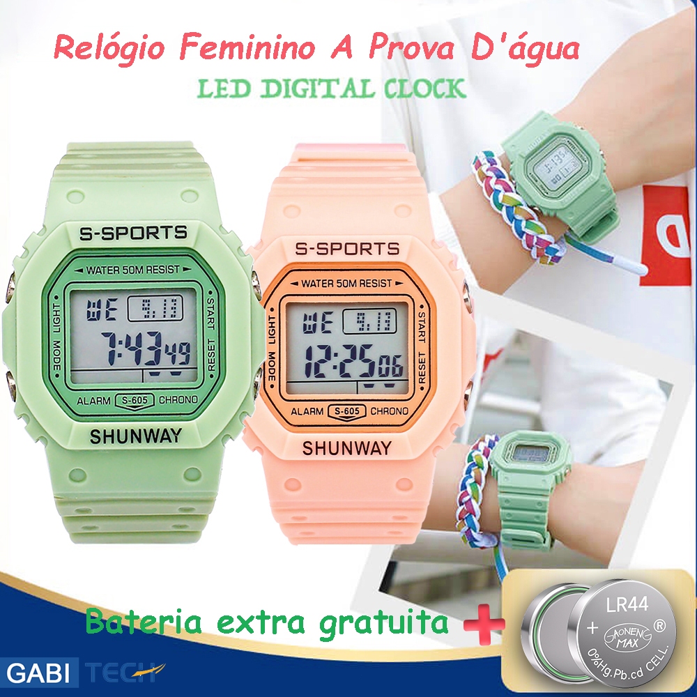Relogio Feminino Digital A Prova D Água De Pulso Lindos Relógio Unissex Esportivo Original Led Rosa
