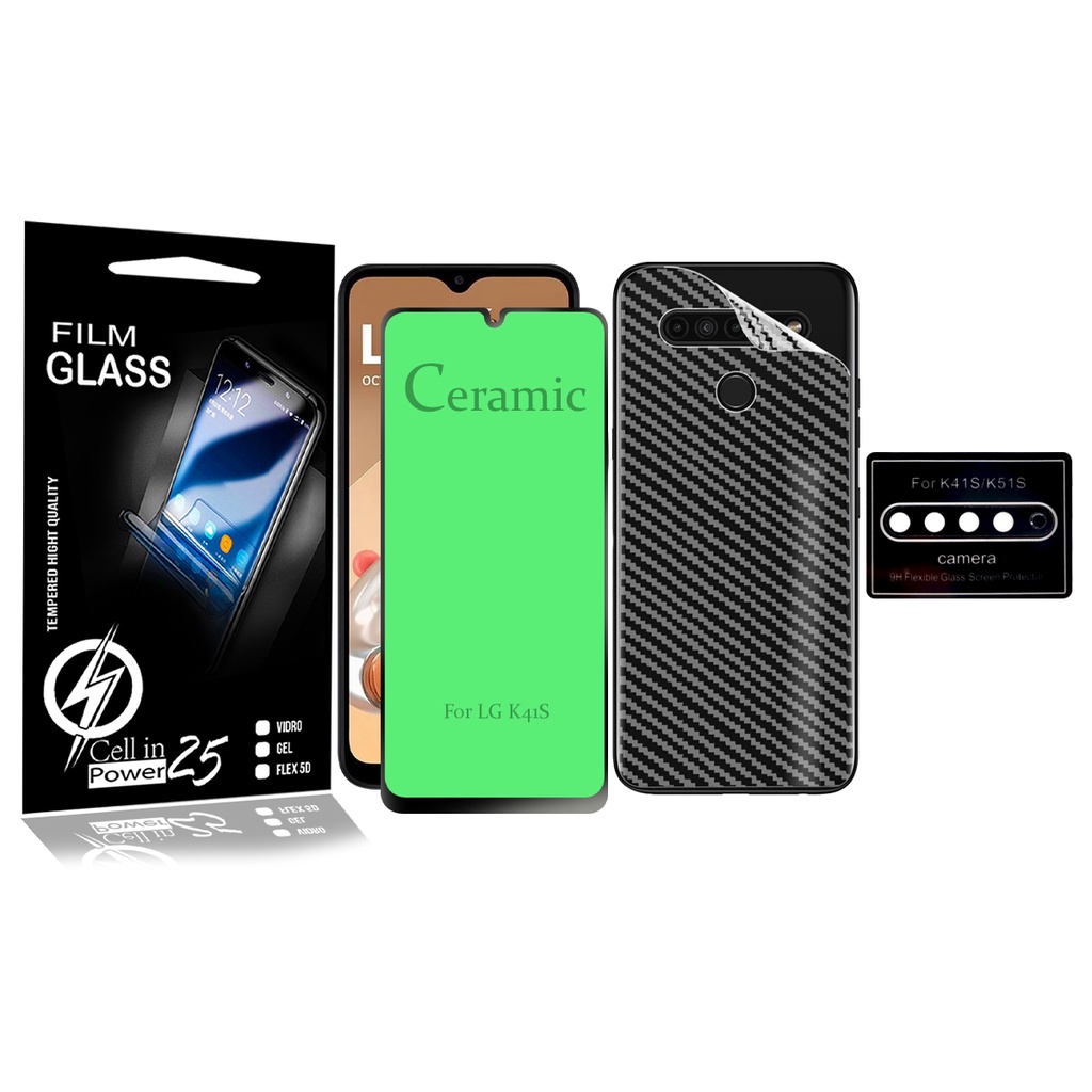 Película Cerâmica + PELÍCULA Câmera E pELICULA carbono LG K41S K410BMW 6.5 – Cell In Power25
