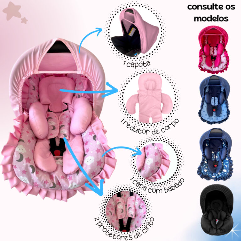 Kit 5 peças para bebê conforto Capa Protetor Cin