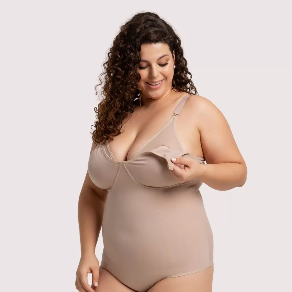Body Modelador de Amamentação Pós-Parto Plus Size Sem Bojo