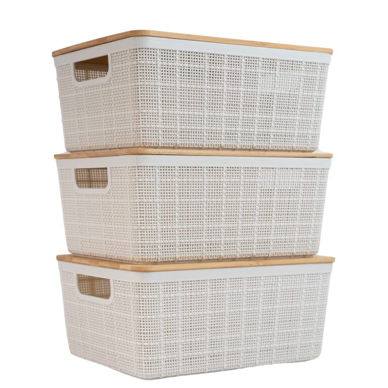 Kit 3 caixas organizadoras com tampa de bambu mult