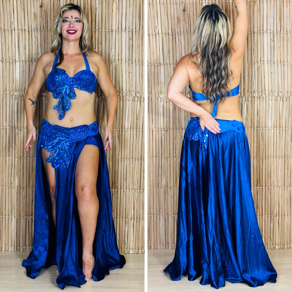 [Liquidação] Dança do Ventre Traje Bordado Completo p-40  – Pronta Entrega – TPCL-465
