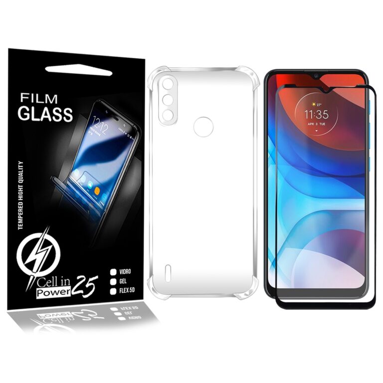 1 Capa Anti Impacto + 2 Pelicula Vidro 3d Moto E7 