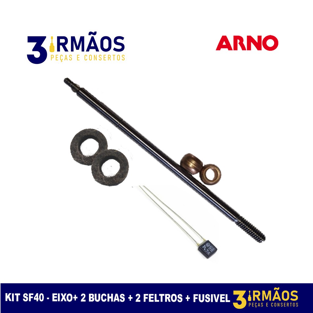Eixo E Buchas Ventilador Arno Sf40 + Feltros + Fusivel