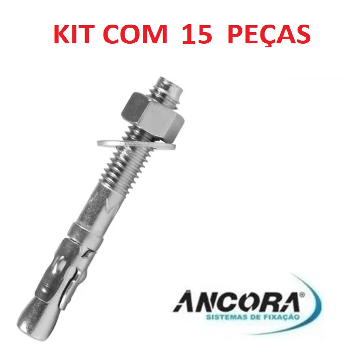 Kit Chumbador PBA 3/8 x 2.1/4 com Porca e Arruela 