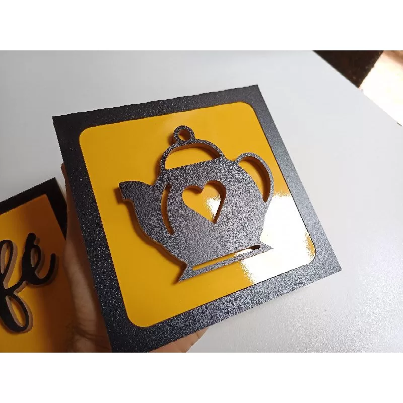 3 quadros decorativos para cozinha, café, xícara, bule.