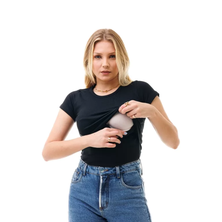 Blusa Manga Curta Amamentação VÁRIAS CORES