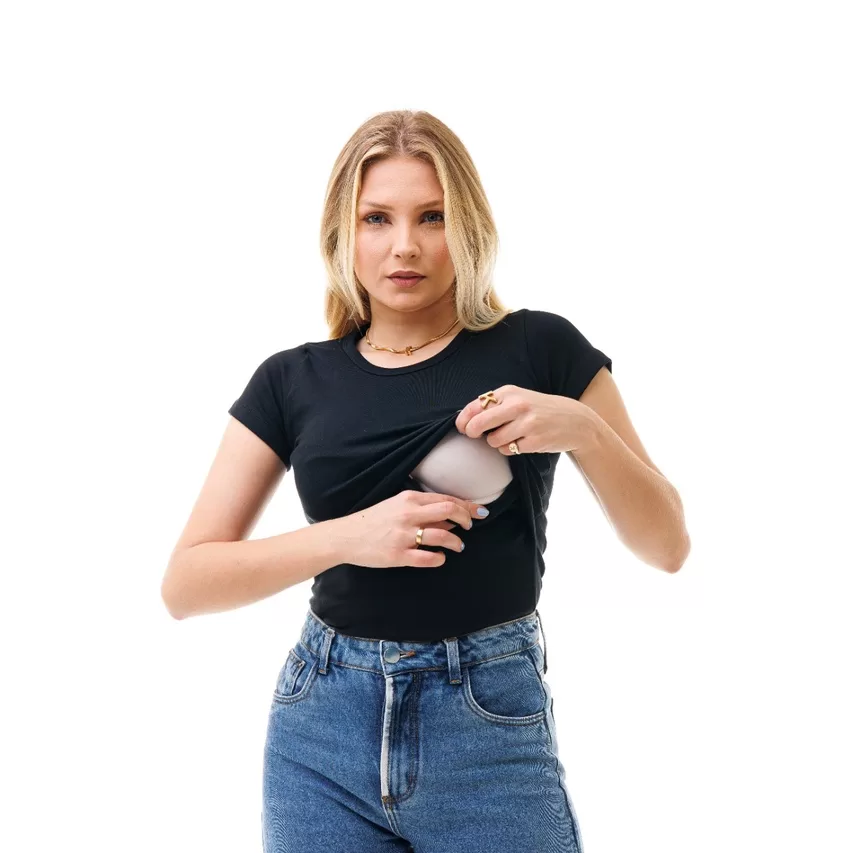 Blusa Manga Curta Amamentação Varias Cores