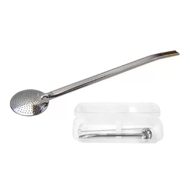 Bomba De Chimarrao Terere Aco Inox Lisa Com Escova