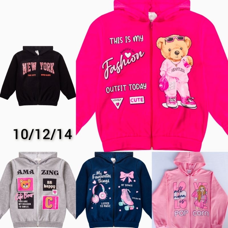Moletom Casacos feminino inverno Kit 3 jaquetas avulsas (Flanelados) infantil/juvenil
