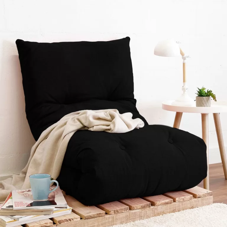 Futon Almofada Dobrável de Espuma Solteiro Preto 