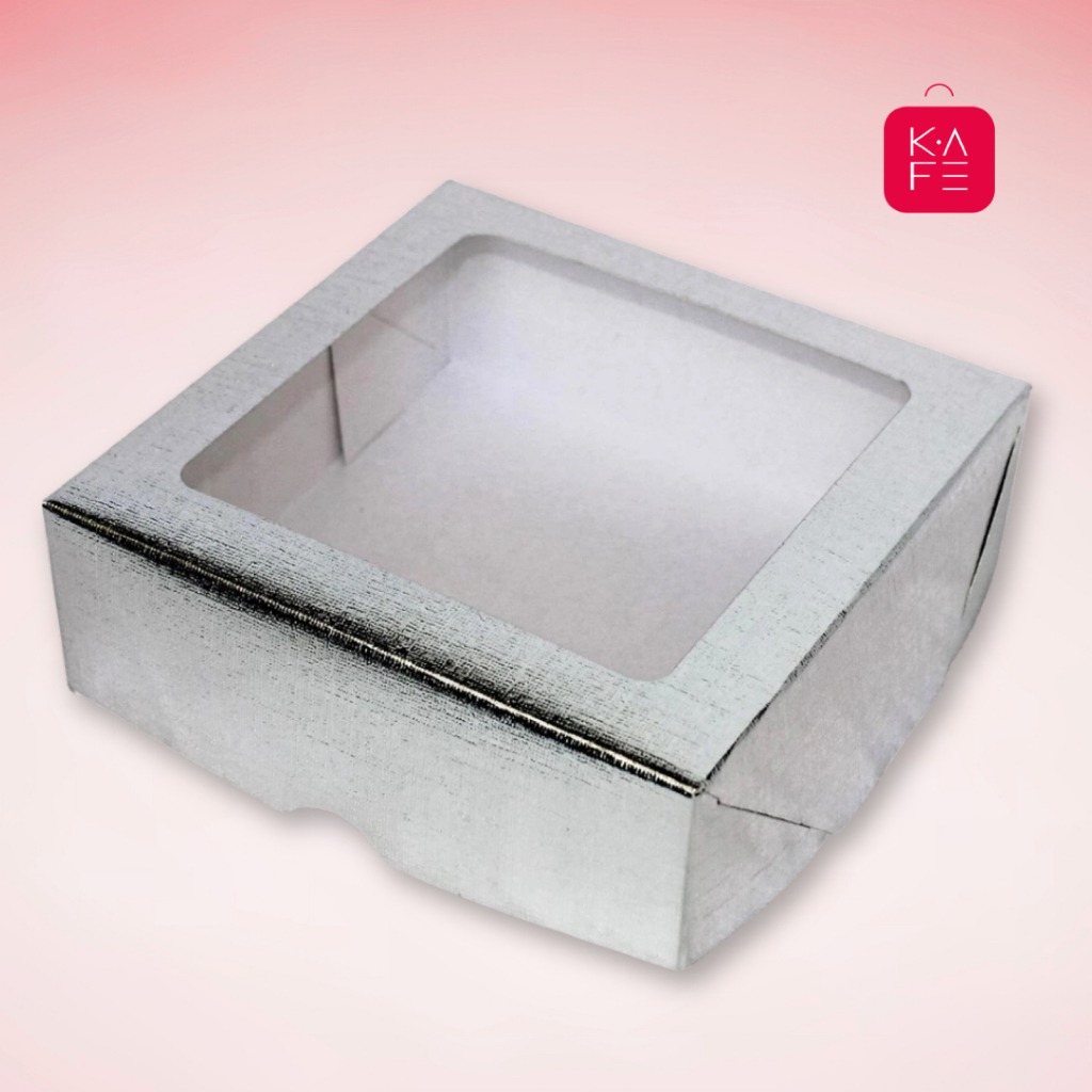 Caixa com Visor S21 Prata (15x15x4cm) 10 unidades – ASSK – Kafe Embalagens