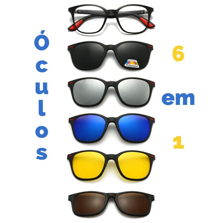 Armação Clip On 6 em 1 Masculino Grau em Sol em 