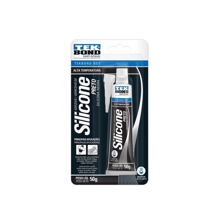 Cola Silicone Preto Alta Temperatura Tekbond