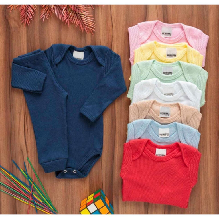 Kit 6 Peças Bebê Pagão Canelado Longo 100% Algo