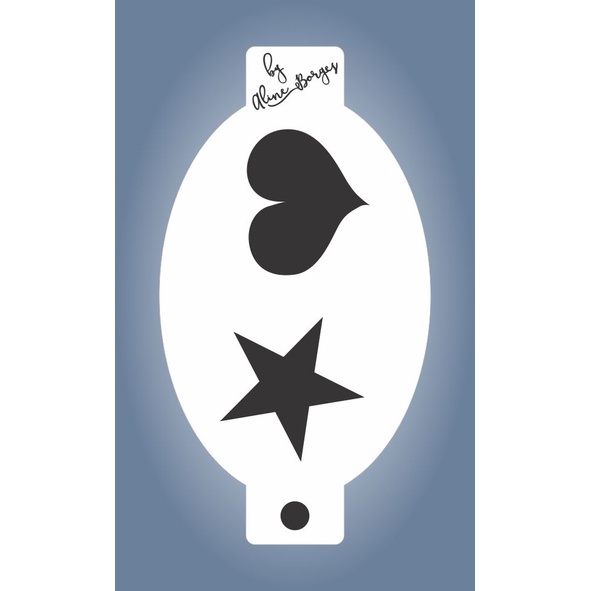 Stencil Coração Estrela vazado