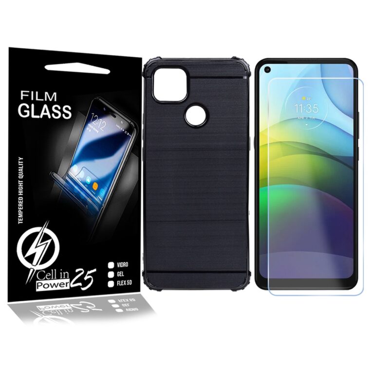 Pelicula Vidro + Capa Emborrachada Moto G9 Power X