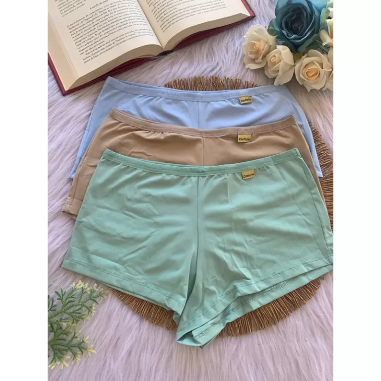kit 3 shortinho feminino calcinha box feminina deb