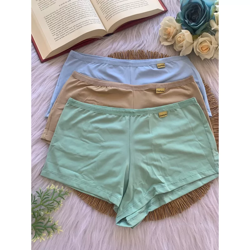 kit 3 shortinho feminino calcinha box feminina debaixo de roupa anágua não marca roupa lingerie