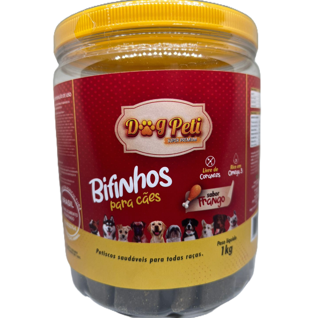 Petisco Bife Dog Peti Bifinho 1kg Frango Cães Petisco Macio e Fácil Digerir Todas as Idades Adultos