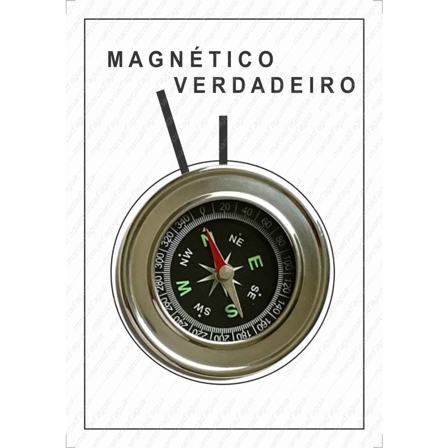 Bússola com indicação de norte verdadeiro e magnético instrumento para radiestesia e radionica