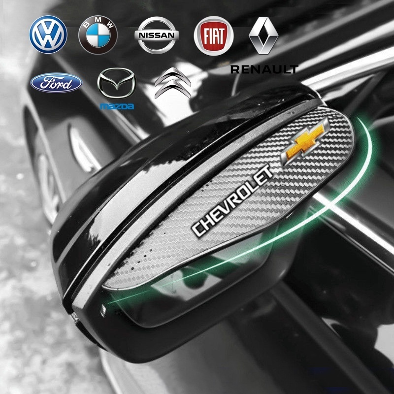 2 Pcs Lado Do Carro Espelho Retrovisor Chuva Sobrancelha Viseira Fibra De Carbono Olhar Sun Sombra A