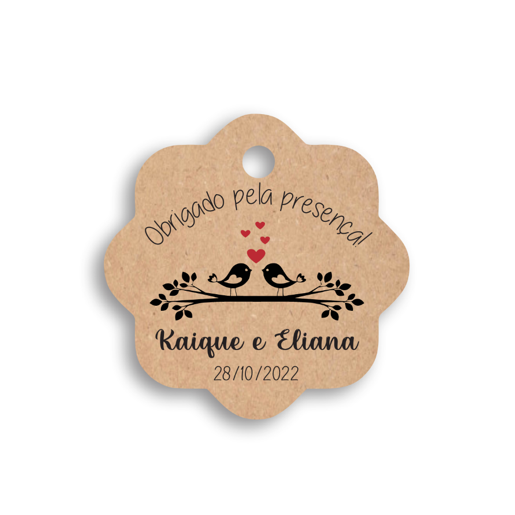 110 Tag kraft Personalizada para casamento + 120 MINI ADESIVOS COM CORAÇÃO
