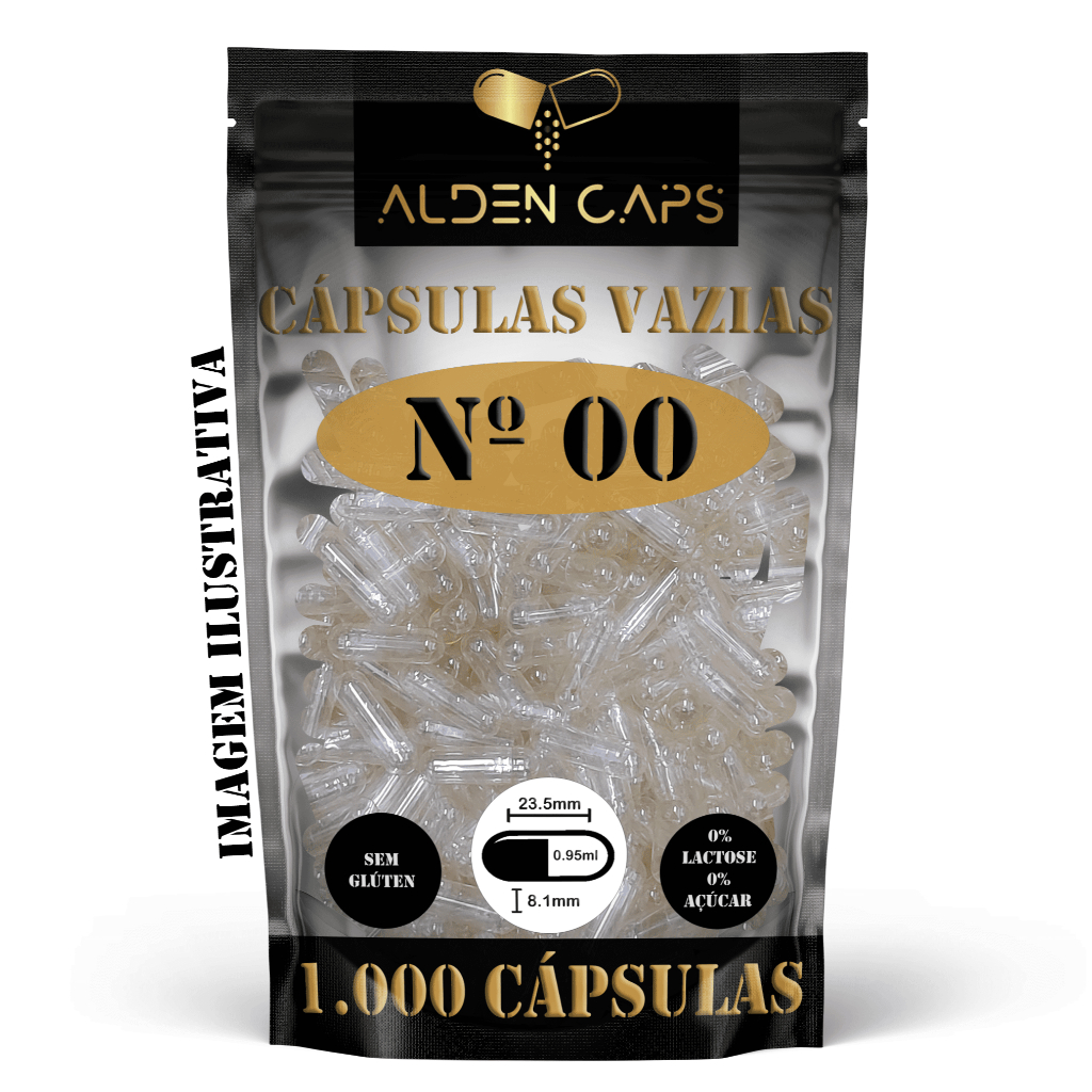 1.000 Cápsulas Vazias de Gelatina Incolor N. 00 (1.000mg)