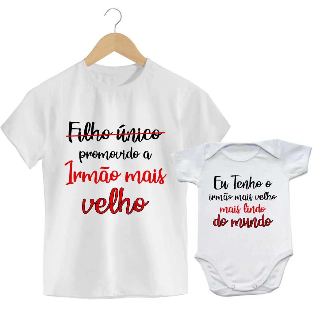 kit camiseta e body promovido a irmão mais velho o mais lindo do mundo