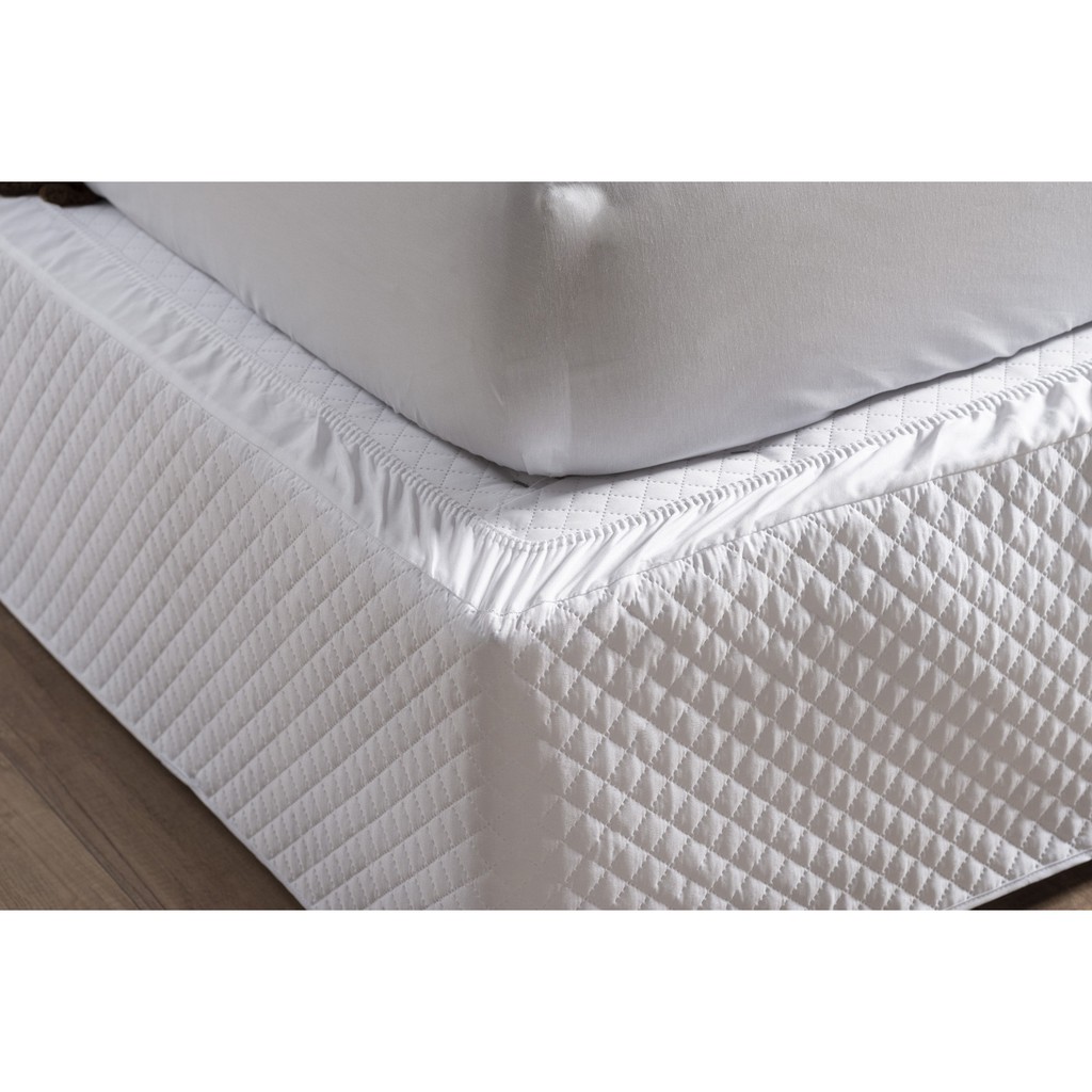 Saia Box Matelada Com Elástico E Com Viés Casal Queen – Branco
