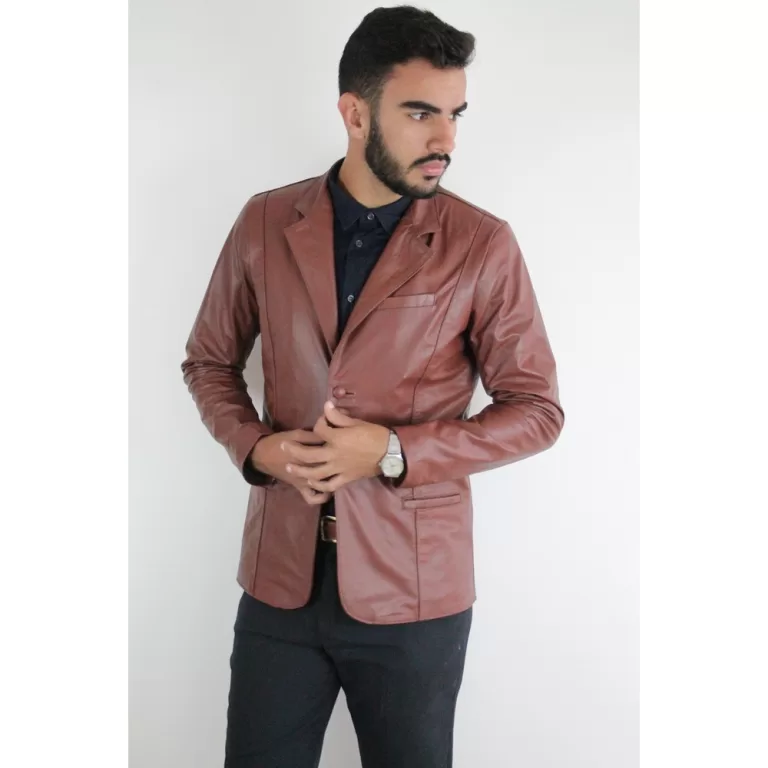 Blazer Masculino Em Couro Bovino Legítimo Premium